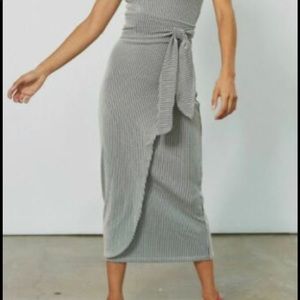 Mara Hoffman white and gray striped Ling knit skirt S